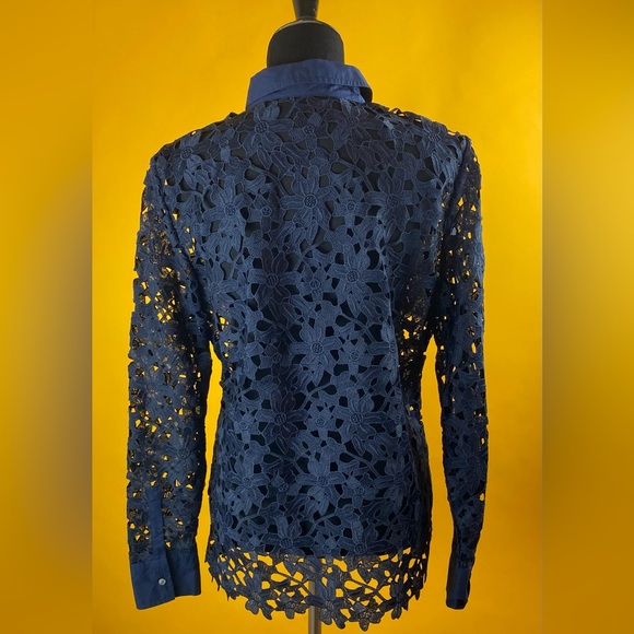 Banana Republic Navy Floral Appliqué Blouse - Picture 3 of 4
